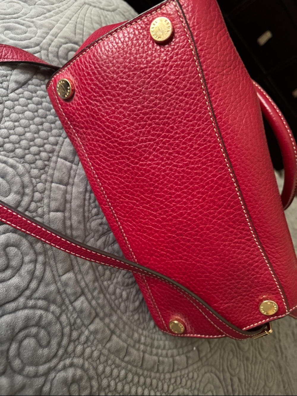 Michael Kors Selby Red Pebbled Leather Satchel with Gold Hardware - Picture 4 of 14